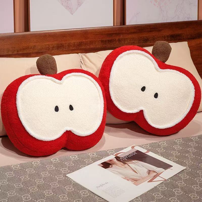 Simple Apple Plush Toy Doll Cute Throw Pillow Sleeping Cushion Fruit Doll Birthday Gift Female