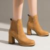 Vintage Ankle Boots Women Shoes Autumn Winter Women's Cowboy Short Boot Square Toe Black Heeled Party Shoes Ladies Large Size 48