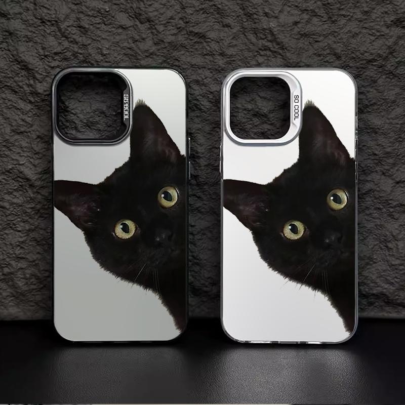 Simple Black Cat Phone Case For IPhone 17e Air 16 16e 17 15 Pro Max 14 Plus 13 12 11 Anti-Fall Protective Luxury Trendy Cover