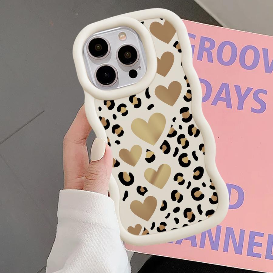 Case for iPhone 8 14 16 Pro Max 12 15 Plus 11 13 17 Air XR Soft Phone Cover Leopard Love Star