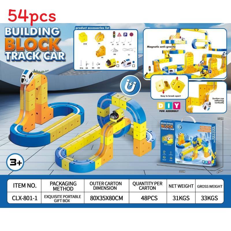Childrens Magnetic Track Toy With Diy Rail System For Creative Building Play