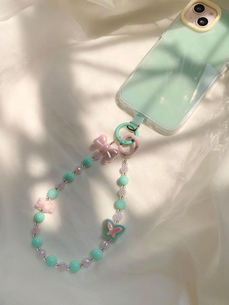Dopamine Spring Collection: Flower Butterfly Heart Crystal Beaded Phone and Bag Chain - Perfect Best Friend Gift
