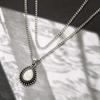 Vintage Waterdrop Shaped Opal Pendant Double Layer Necklace Choker Women Jewelry