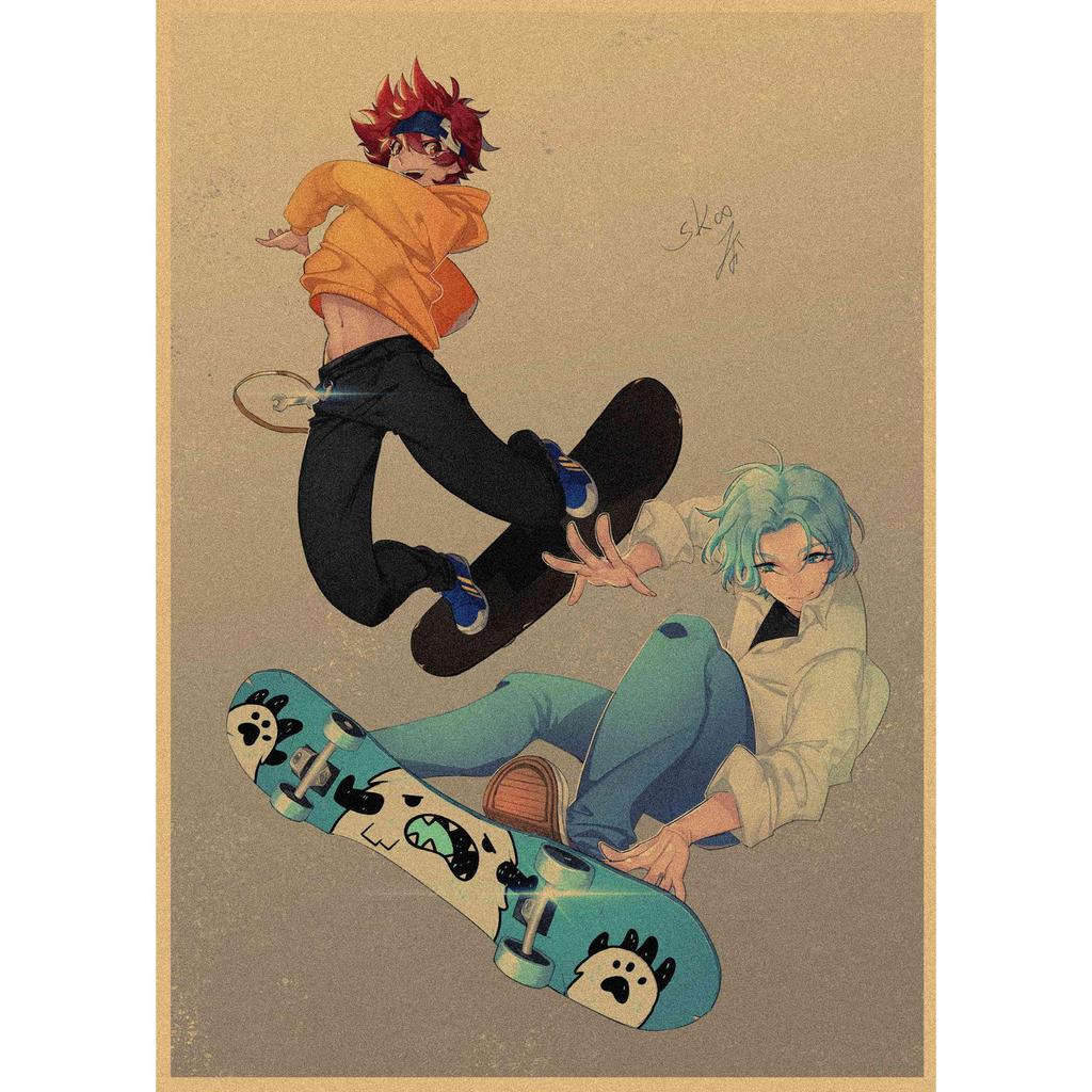 Retro Japanese Sports Anime Skateboard Poster - Infinite Mural Decoration