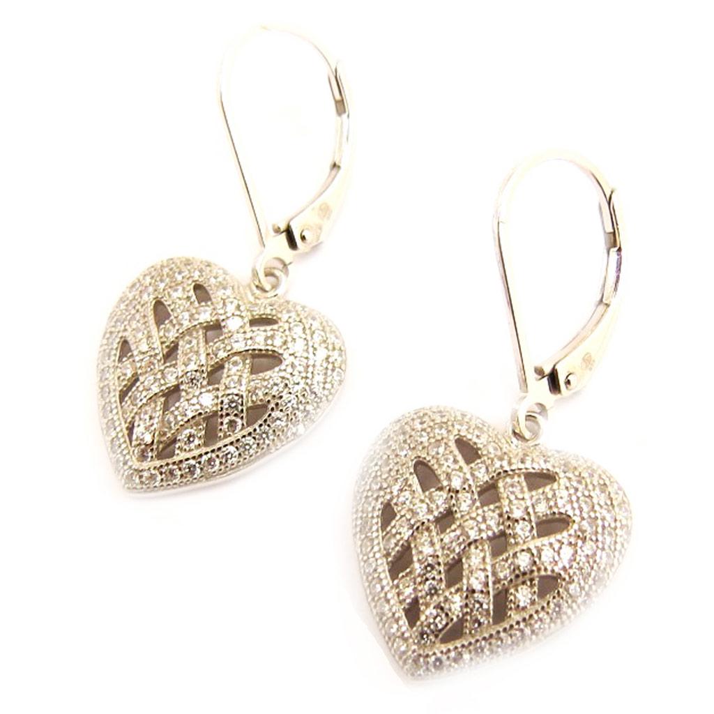 Les Trésors De Lily [L5034] - Dormeuses Argent 'Love' blanc argenté (rhodié) - 30x15 mm