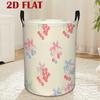1pc Cherry Blossom & Bow Round Laundry Basket - Cute Cherry & Bow Pattern Durable Polyester Hamper with Handle, Decorative Storage Bin Suitable for Cl