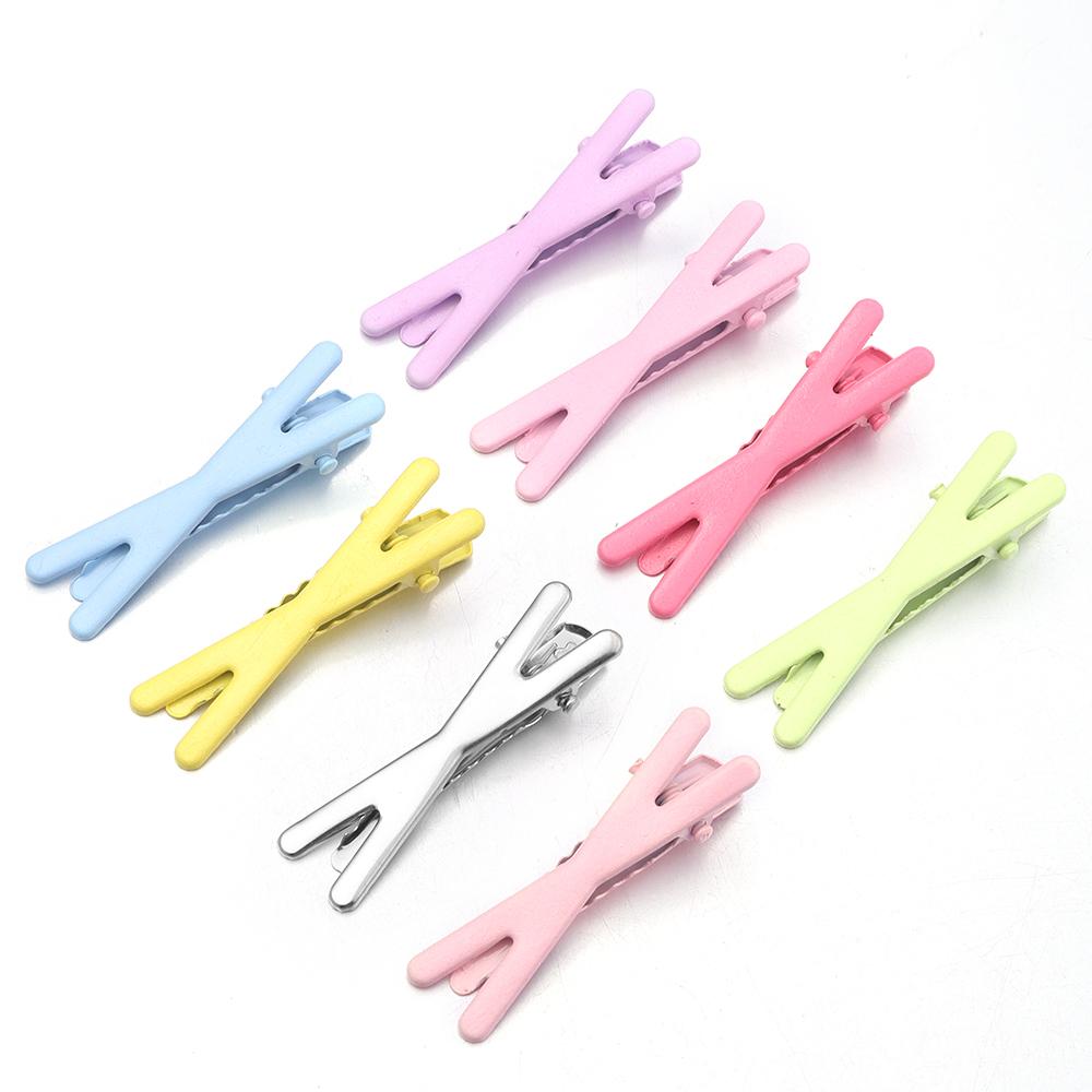 50pcs/lot Cute Metal Cross Hairpins Colorful Duckbill Clamp Girl Side Bangs Clip Hairpin For Jewelry Making Hair Accessories