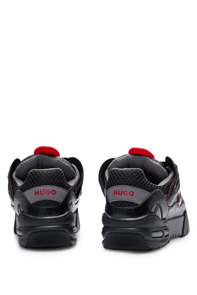 Mixed Material Skate Style Sneakers for Size Black [HUGO] Men, 40,