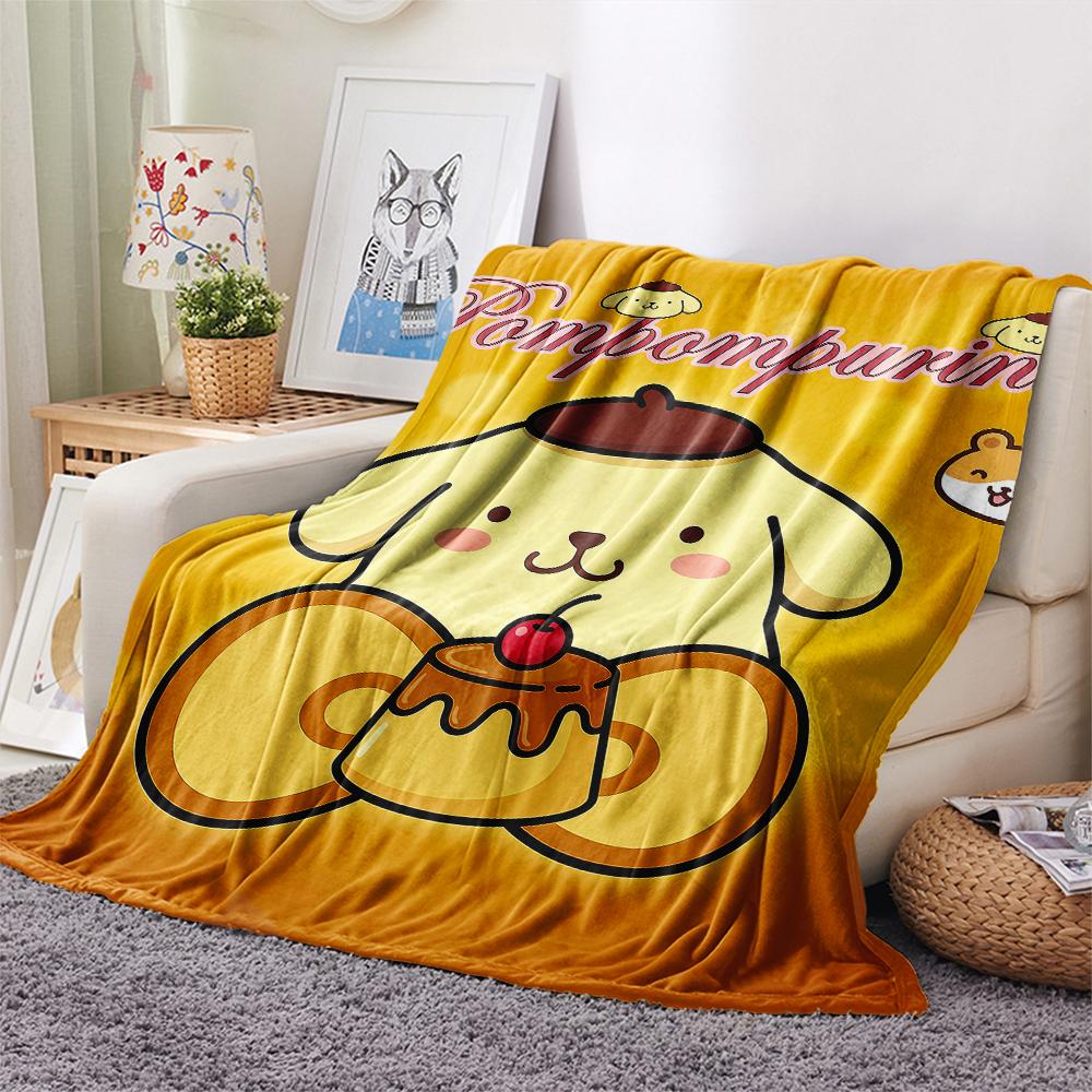 1PC Pompompurin Print Flannel Blanket, High quality All Seasons, Home Decor, Warmth and Comfort, Perfect for Christmas Gifts