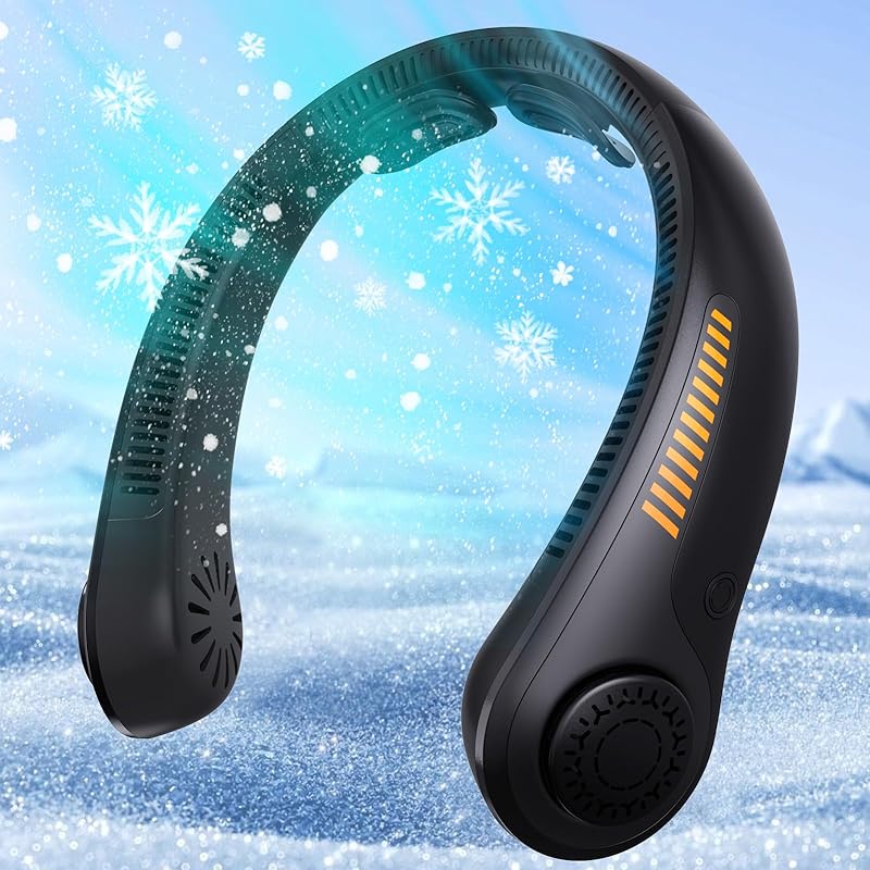 Portable Neck Fan - Rechargeable Personal Fan with Neck Support, 5-Speed Quiet Lightweight Long Lasting Neck Fan, Battery Operated Full Surround