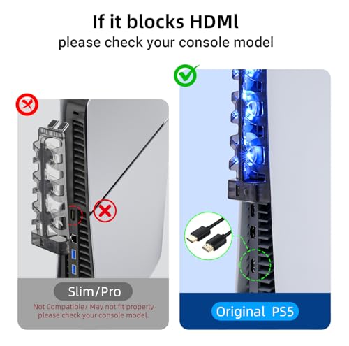 PS5 Cooling Fan, Triple Fan, Cooling Stand for PlayStation 5 (Disc/Digital Edition), USB Powered, with Switch and LED Indicator, Charging Only USB Por