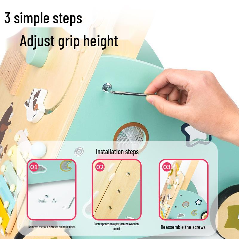 Multifunctional Wooden Baby Walker and Educational Toddler Push Toy Gift