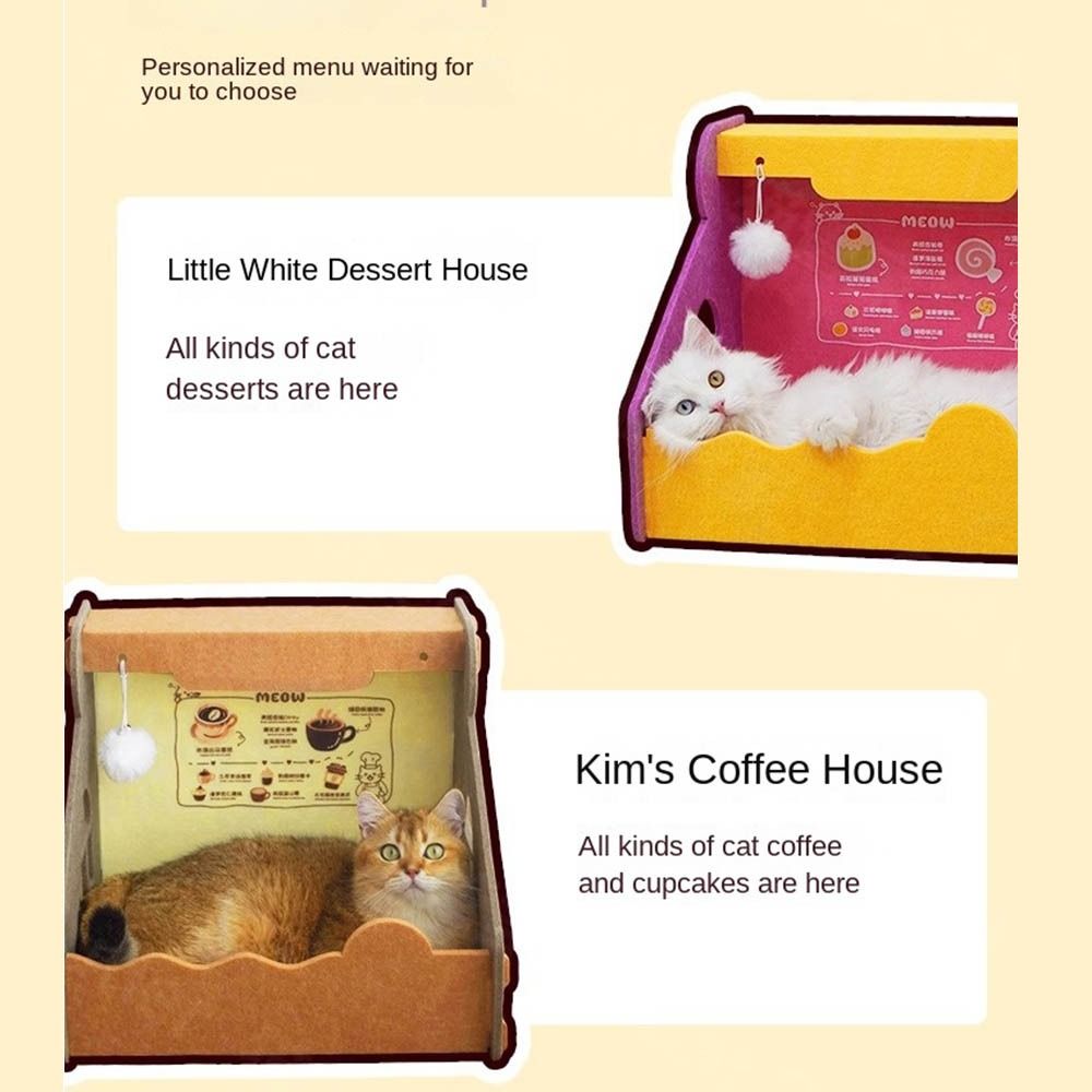 Non Occupying Felt Cat Nest Safety Pet Toy Bed Interactive Cat Paper Box  Four Seasons