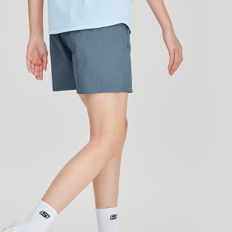 Skechers Comfortable Moisture-Wicking Quick-Dry Sports Casual Shorts Women Shorts Navy-Blue Gray P225W218-027C
