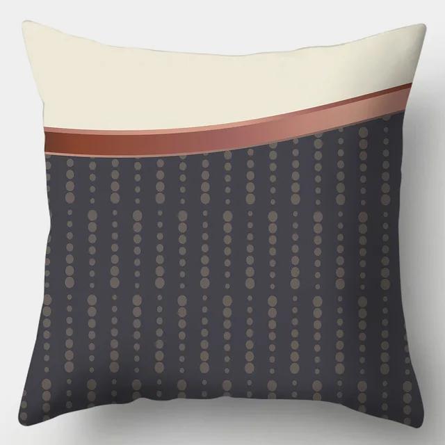 45x45 Simple Abstract Pink Line Leaf Printed Polyester Cushion Cover for Home Living Room Sofa Chair Decorative Pillowcase