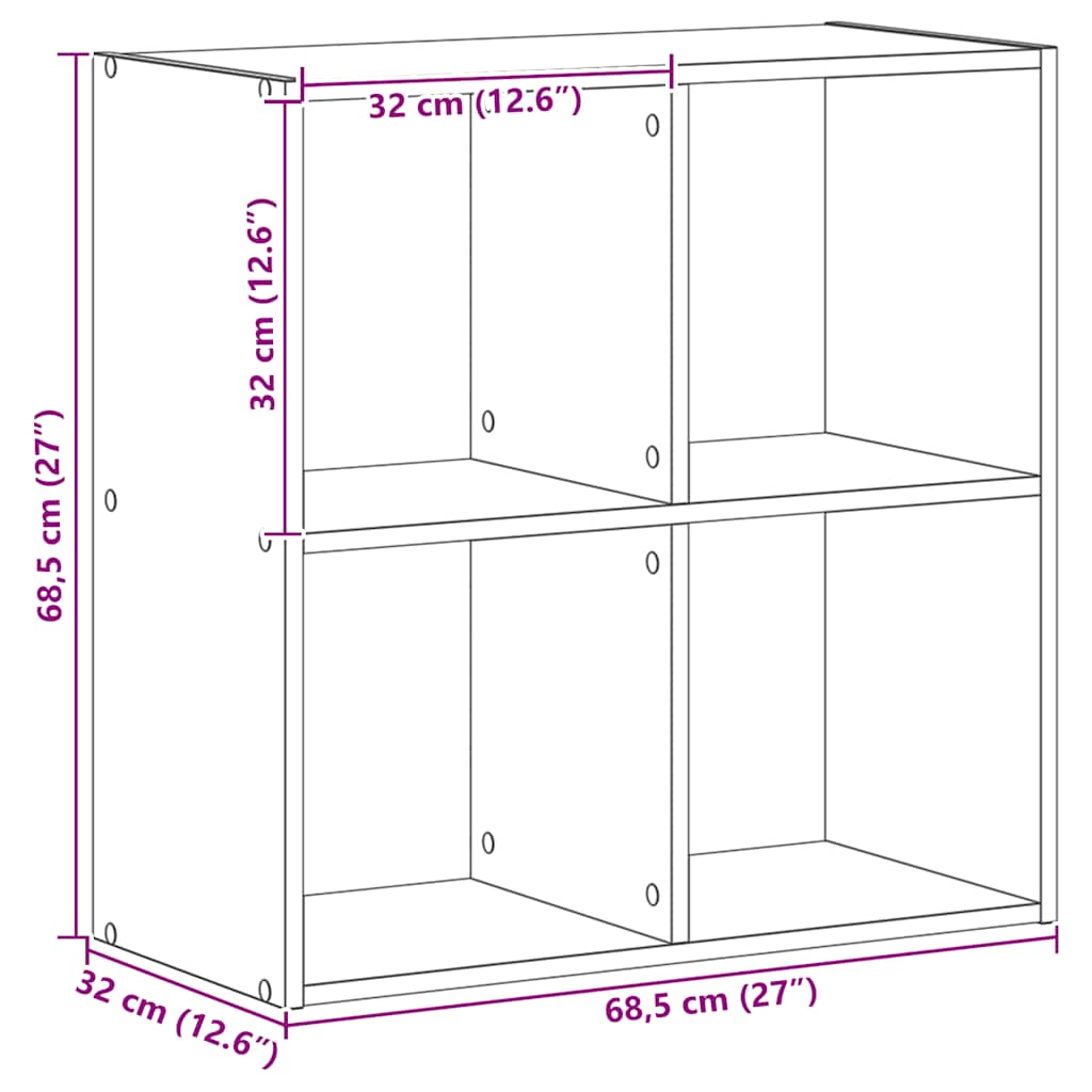 Bookshelf Artisan Oak 68.5x32x68.5 Cm Engineered Wood