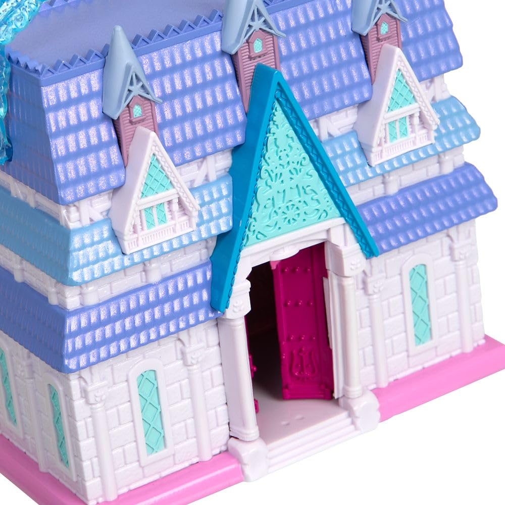 Official Disney Store Frozen Castle Micro Playset with Elsa, Anna, and Olaf Microfigures, Portable Travel Toy Playset with Handle, and Surprise Reveal