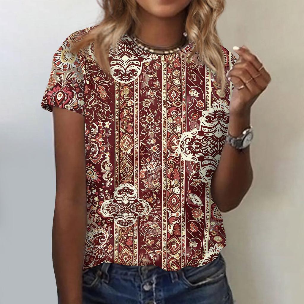 Top da Donna Casual a Manica Corta con Vestibilità Larga, Stampa Floreale, Leggero e Comodo, Adatto per l'Uso Quotidiano e le Attività all'Aperto