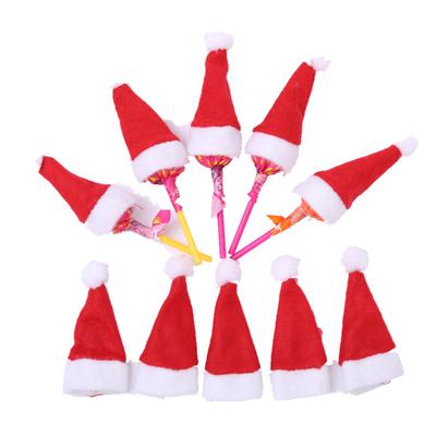 Christmas Decoration Supplies 10 Pieces Mini Christmas Hats Christmas Lollipop Hats Christmas Non-Woven Small Hats 4*7cm