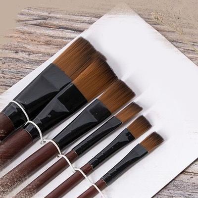 6 Pcs Brush Set Flat Acrylic Brush Paint Brush Paint Brushes Painting Brushes Nylon Hair Paint Brushes Drawing Supplies