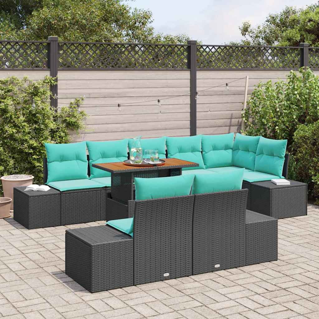 Garden Dining Set 9 Pcs. 8 Seater Black and Teal