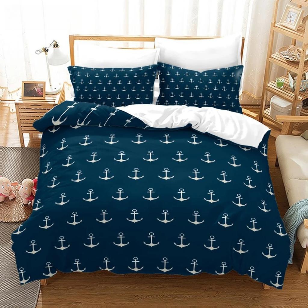 Nautical Ocean Anchor Bedding Sets 2026 Ocean Spirit Duvet Cover Bedding Set King Queen Bed Linen With Pillowcase Bedclothes