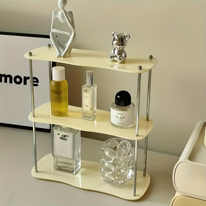 LDQ Removable Acrylic Desktop Shelf Organizer - Stylish Double-Layer Design for Organization, Makeup, and Beauty Supplies