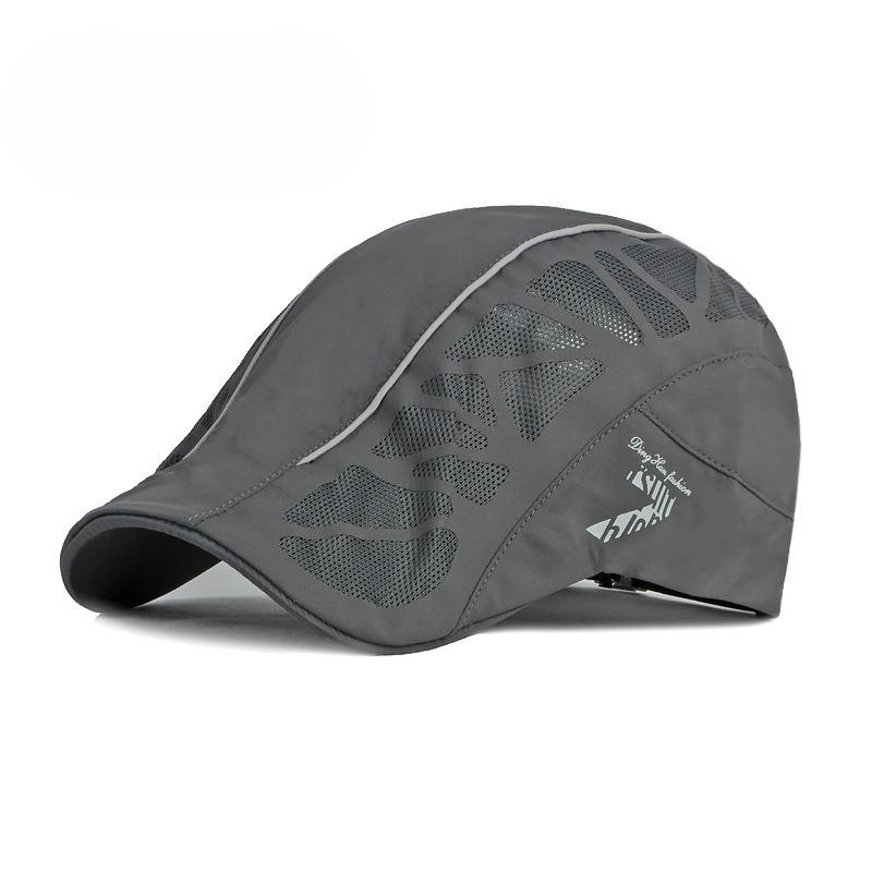 Men's Summer Quick Dry Mesh Flat Cap Breathable Outdoor Sports Sun Hat Reflective Forward Cap Newsboy Cap Casual Peaked Hat Thin Beret