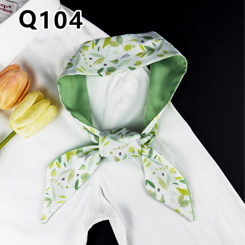 New Long Versatile Silk Scarf Tied Hair Band Bow Letter Floral Streamer Tied Bag Gift Small Silk Scarf