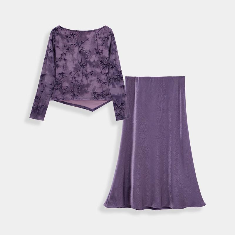IEF Women's Petite French Elegance Floral Two-Piece Skirt Set
