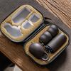 Portable Purple Clay Gongfu Tea Set: Includes 1 Pot and 4 Cups with Ceramic Dry Brew Travel Bag for Outdoor Use.