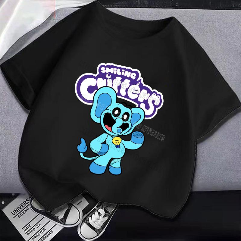 Smilings Critters Children T-shirt Clothing Cartoon Printing Boy Girl Tee Anime Summer Short Sleeved Clothes Cute Kids Top Decor