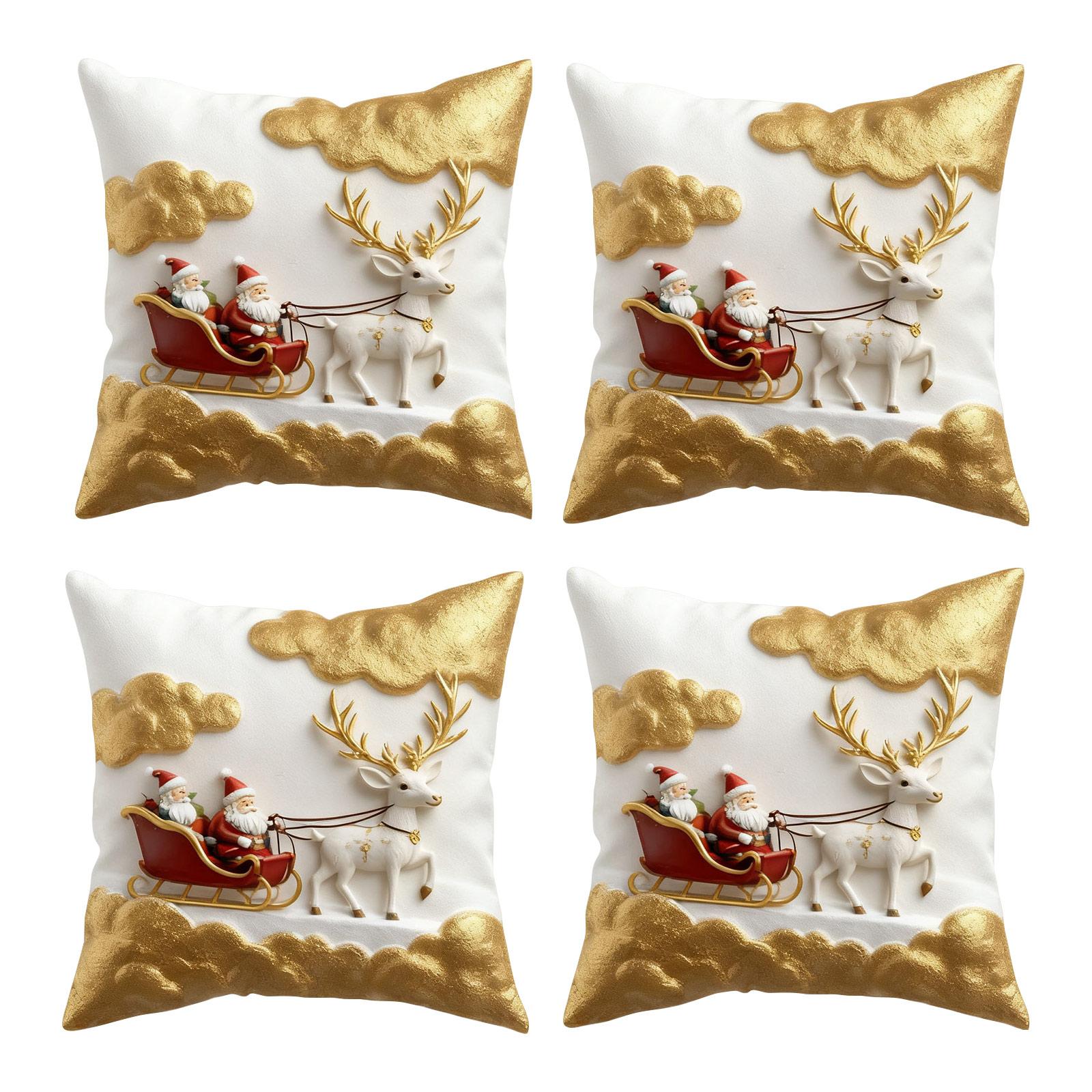 

Christmas Throw Pillowcase, Christmas Home Decoration Pillow Cover, Set Of 4 One Size