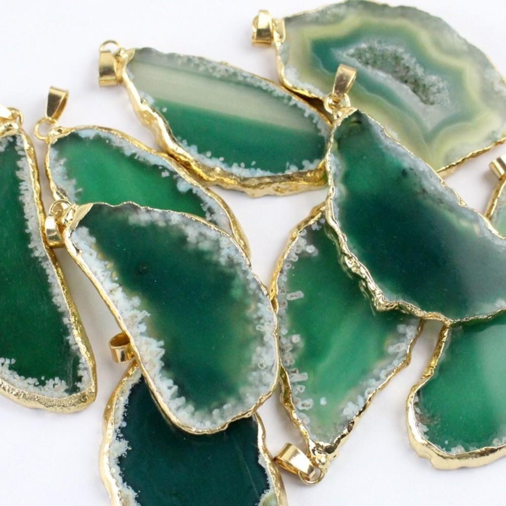 60*40mm Druzy Agate Pendant Handmade Polished Crystal Slice Irregular Agate Geode  Gift Giving