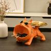 Orange Bulldog Statue Storage Tray Ornament Animal Dog Decoration Resin Craft Art Sculpture Home Decoration Gift