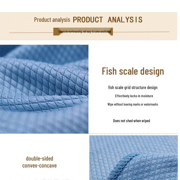 Verdicktes Fischschuppen-Reinigungstuch - Streifenfrei, Wasserabsorbierend, Glas- und Ölfreies Geschirrtuch