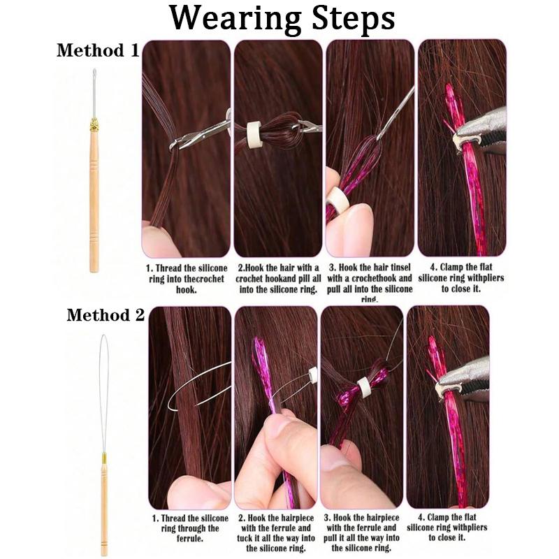 Colorful Wig Extensions, Gold Wire Strips, Rainbow Extensions, Sparkling Braided Hair Ropes, Synthetic Wigs for Party Use