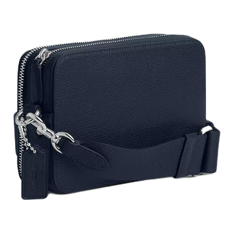 Coach Charter 19 Double Zipper Closure Detachable Shoulder Strap Polished Pebble Leather Shoulder Crossbody Bag Small Men Bags Navy-Blue CP270-DNA