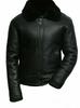Mens Lambskin BLACK Leather Jacket, Handmade Shearling faux FUR Collar Leather Jacket With Zipper, Celebrity Sheep Leather Jacket Black