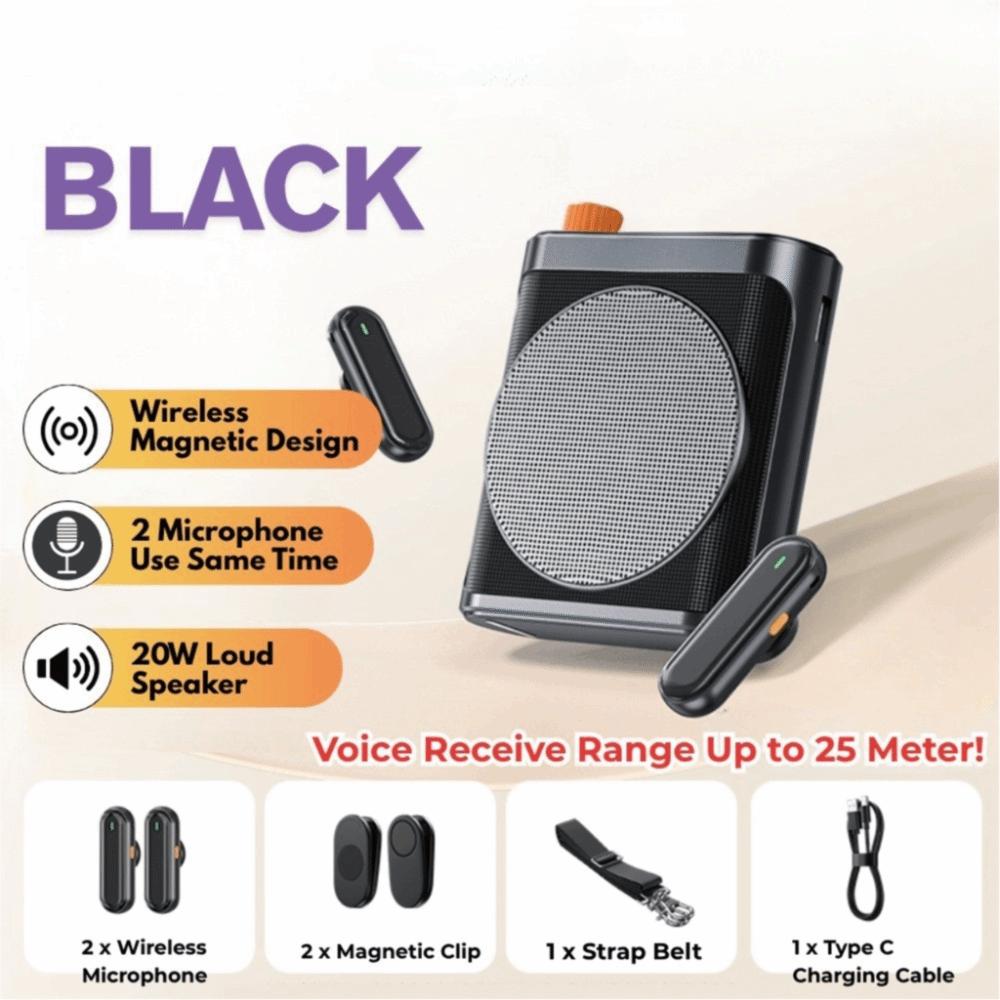 Rechargeable Wireless Microphone with Magnetic Lavalier Bluetooth Speaker Meetings