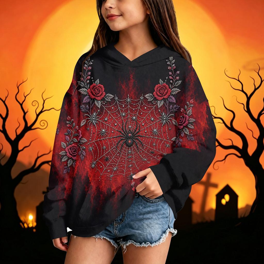Kids Halloween Printed Hoodie - Casual Long Sleeve Pullover Sweatshirt for Boys and Girls