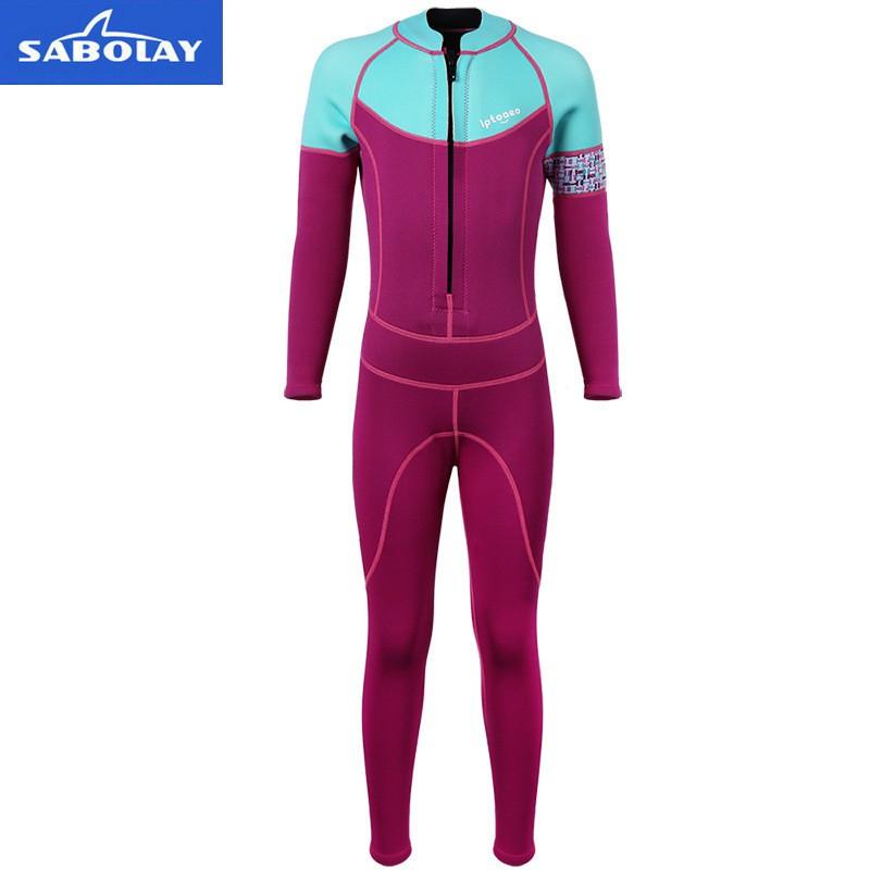 SABOLAY Kids 2mm Neoprene Full Wetsuit Diving Swimming Surfing Warmth Protection Unisex Child Size 90-120cm