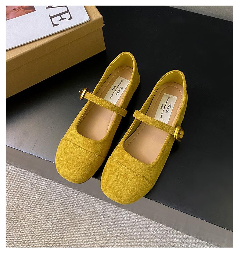Flache Einzel-Schuhe Damen Frühling und Herbst neu Französisch Retro vielseitig sanfte Fee Wildleder Mary Jane Schuhe flache Mütze Schuhe