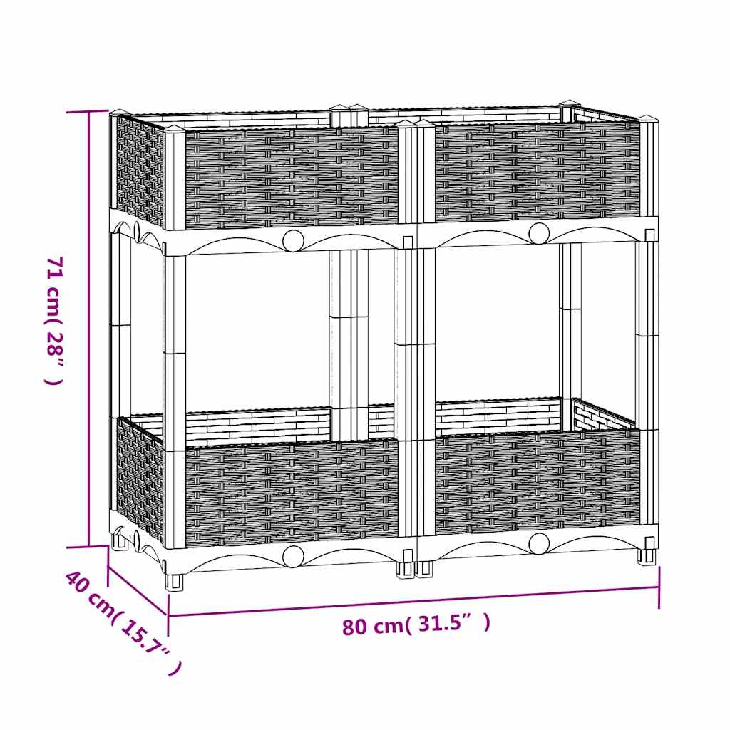 Raised Garden Bed 80 X 40 X 71 Cm Polypropylene