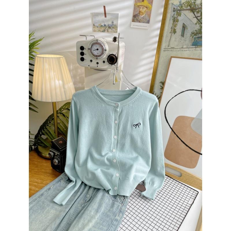 Neue frische Macaron-Farben-Jacke für Damenoberteile für den Herbst Strick-Kaschmir-Cardigan Lässiger Stil