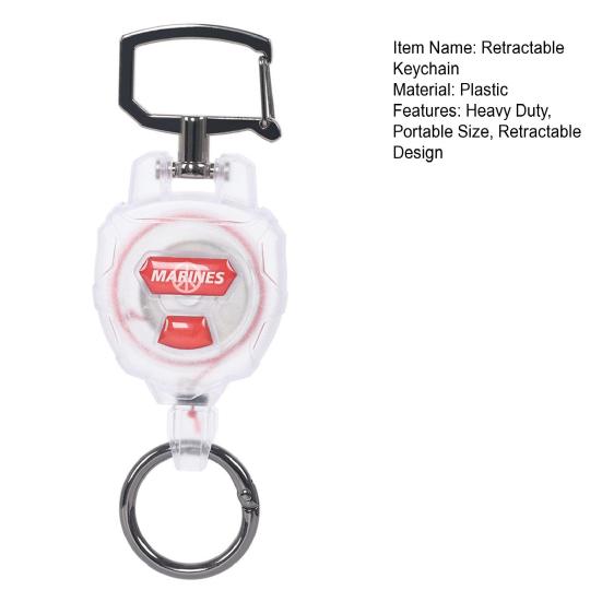 Outdoor Retractable Keychain Carabiner Badge Holder ID Card Reel Clip Key Ring Heavy Duty Portable Camping Climbing Backpacking Hiking Hanging Buckle