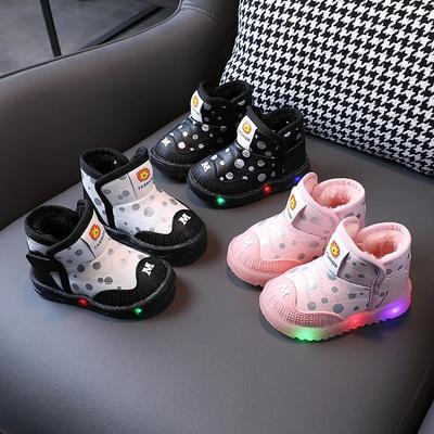 Pantofi Copii Designer Talpă Moale Luminoase Cizme de Zăpadă Călduroase Bumbac Pluș Iarnă Inserții de Bumbac Cizme Antiderapante Adidași Fată Botas