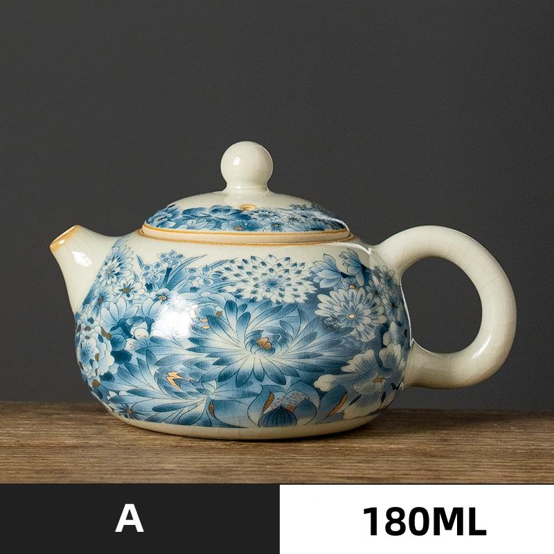 Horno Ru Pieza Abierta Tetera de Cerámica Hecha a Mano Porcelana Ru Olla Xishi Tetera Hervidor Portátil Tetera Kung Fu