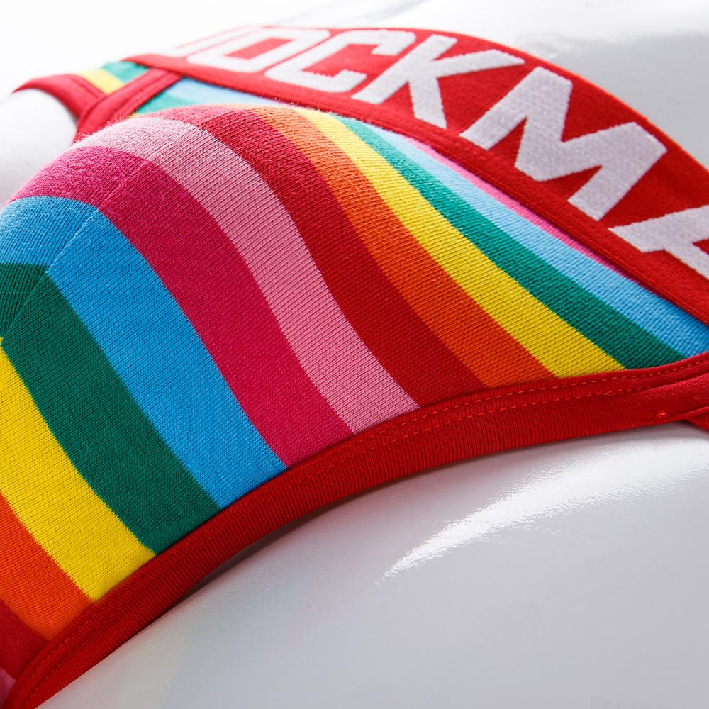 Kalsonger JOCKMAIL Mode Randigt Tryck Regnbågsfärg Herrunderkläder Låg Midja Sport Andningsbara Shorts Vardaglig Casual Hem Underbyxor