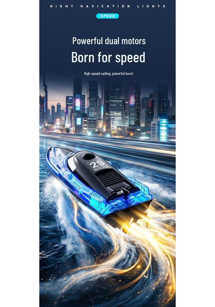 High-Speed Waterproof Remote Control Boat: Rechargeable Toy Ship Model for Kids' Birthday Gift